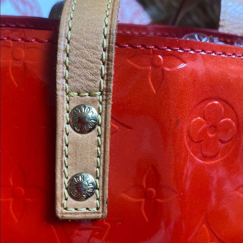 Louis Vuitton Red and Brown Patent Leather Tote - Picture 5 of 15